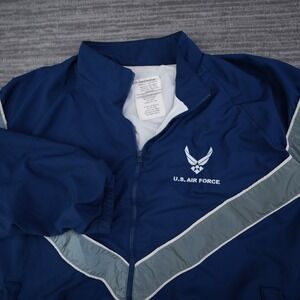 US Air Force PTU Training Jacket Mens Large Regular Navy Blue Windbreaker AF